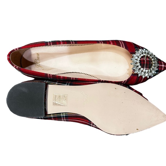 J.CREW Flats Red Stewart Tartan Crystal Buckle RARE - Picture 7 of 11